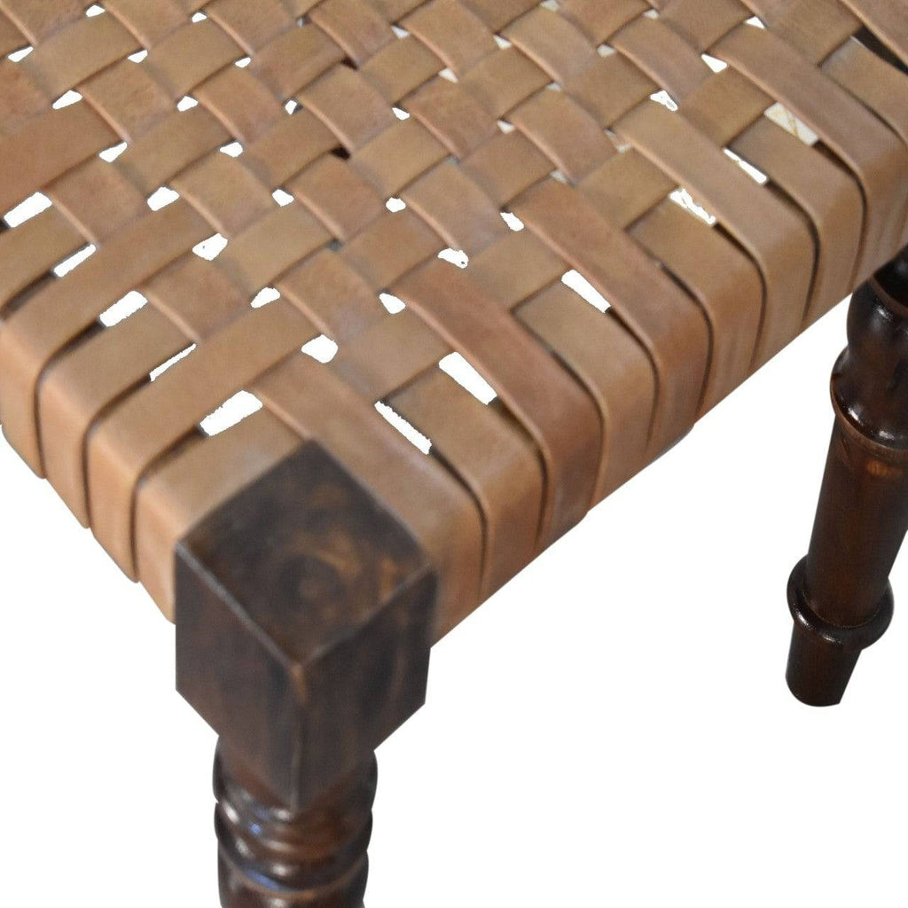 Artisan Woven Leather Footstool - Price Crash Furniture
