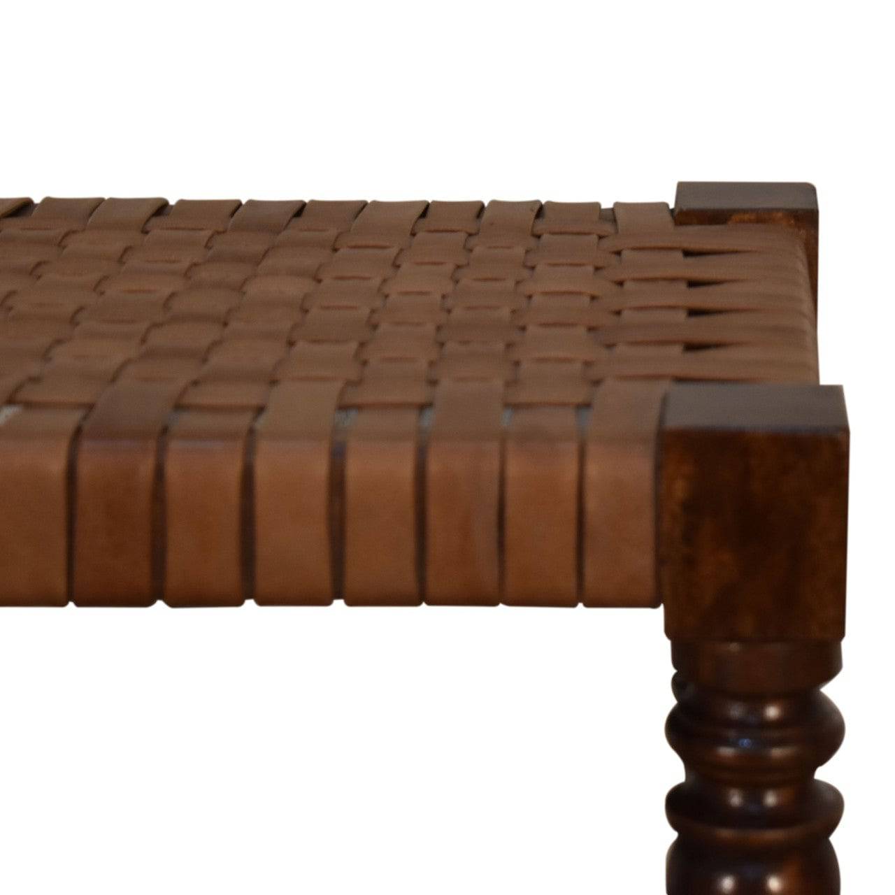 Artisan Woven Leather Footstool - Price Crash Furniture