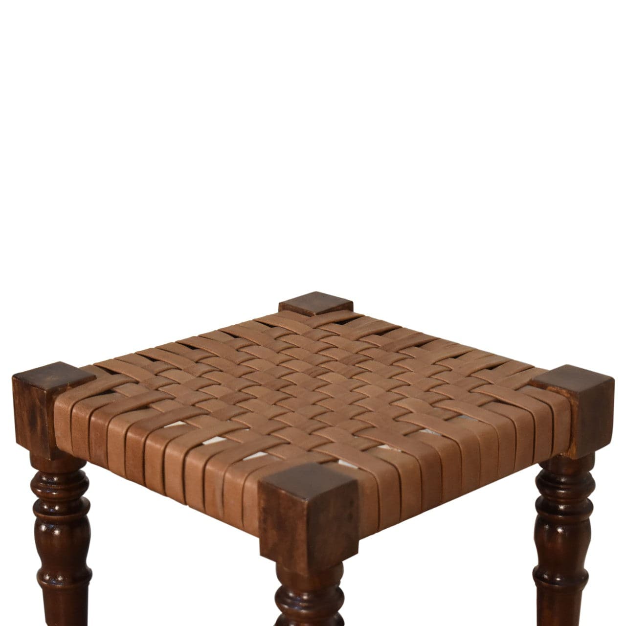 Artisan Woven Leather Footstool - Price Crash Furniture