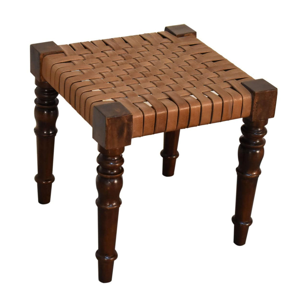 Artisan Woven Leather Footstool - Price Crash Furniture