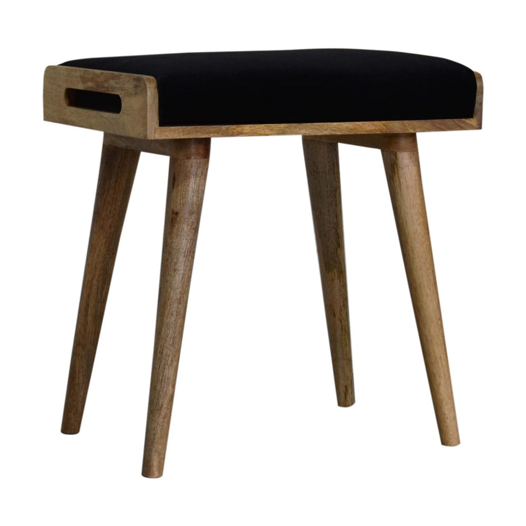 Black Velvet Tray Style Footstool by Artisan Furniture - Price Crash Furniture