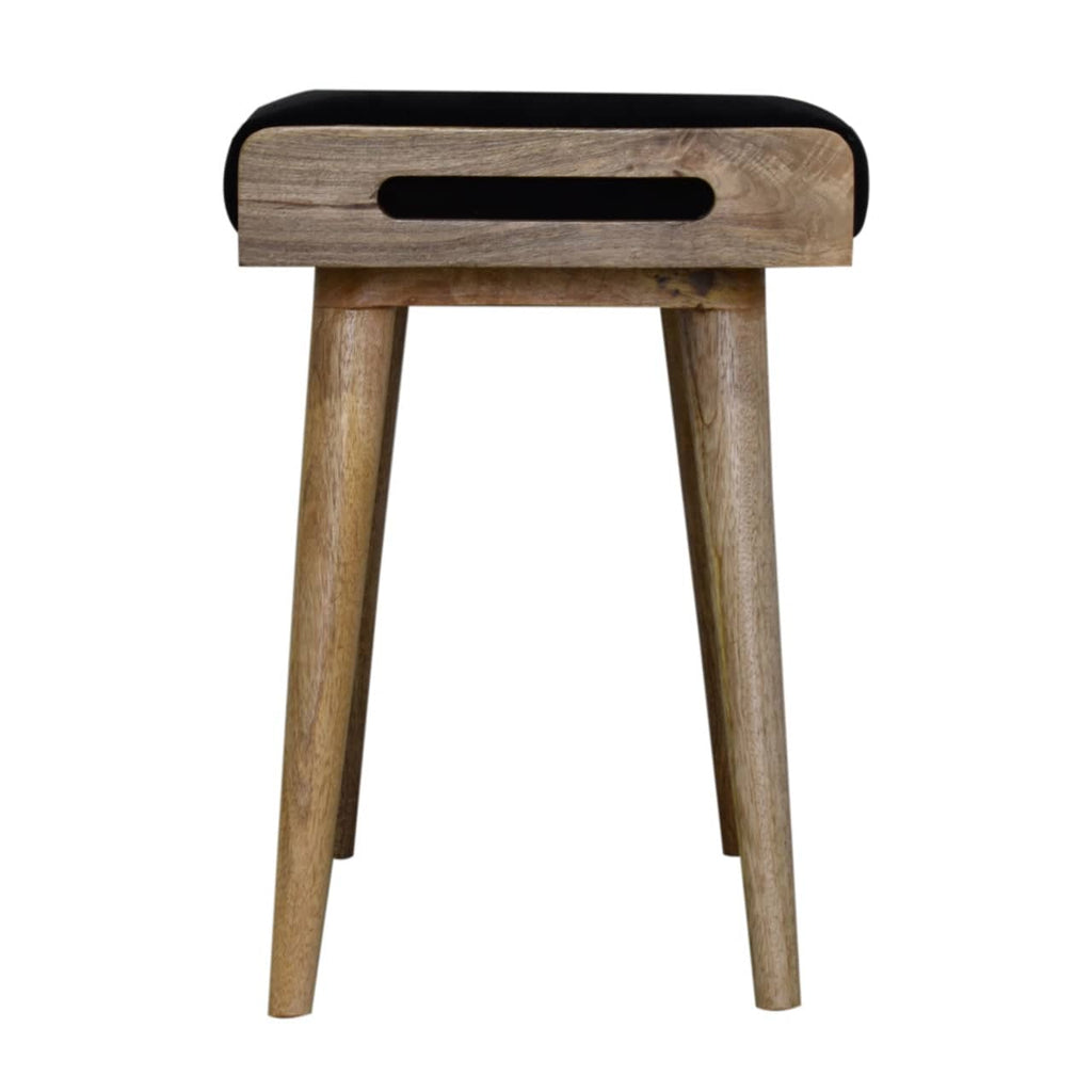 Black Velvet Tray Style Footstool by Artisan Furniture - Price Crash Furniture