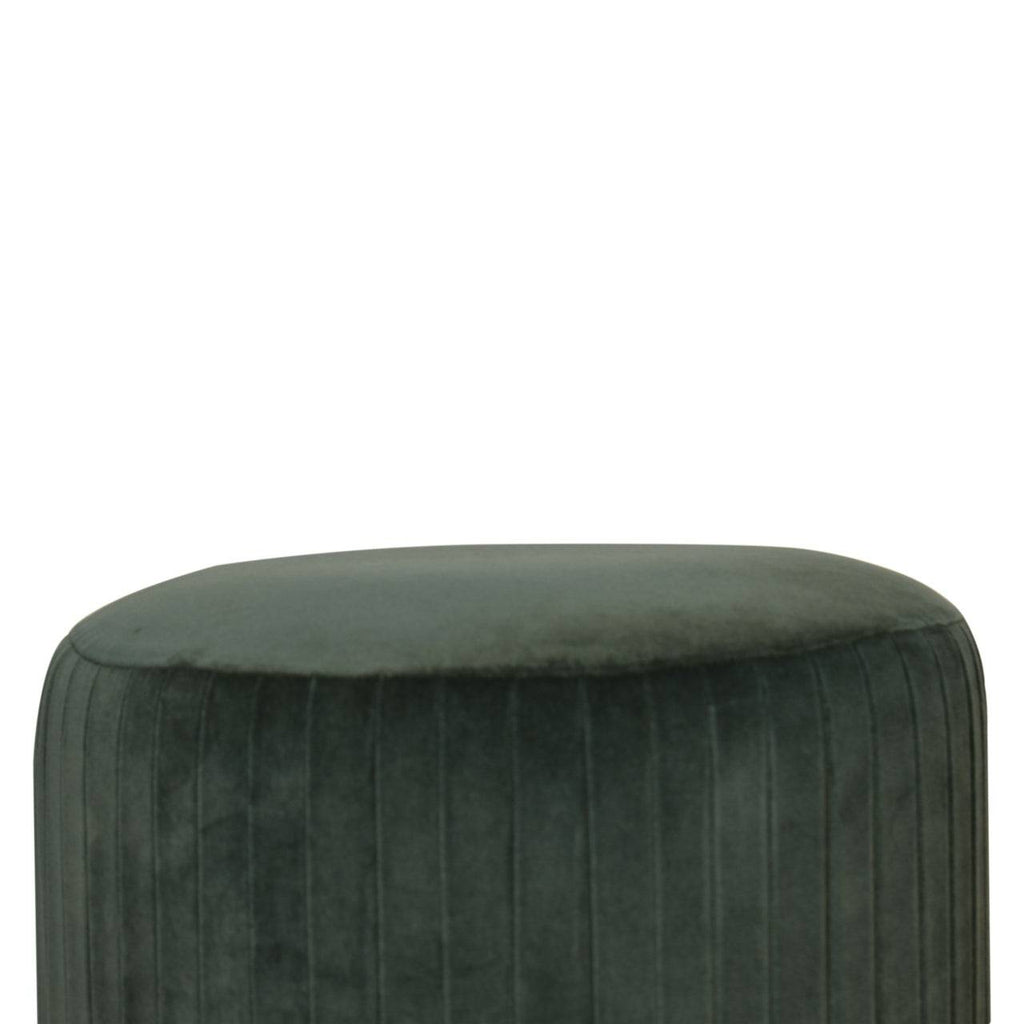 Emerald Green Cotton Velvet Pleated Footstool with Gold Base by Artisan Furniture - Price Crash Furniture