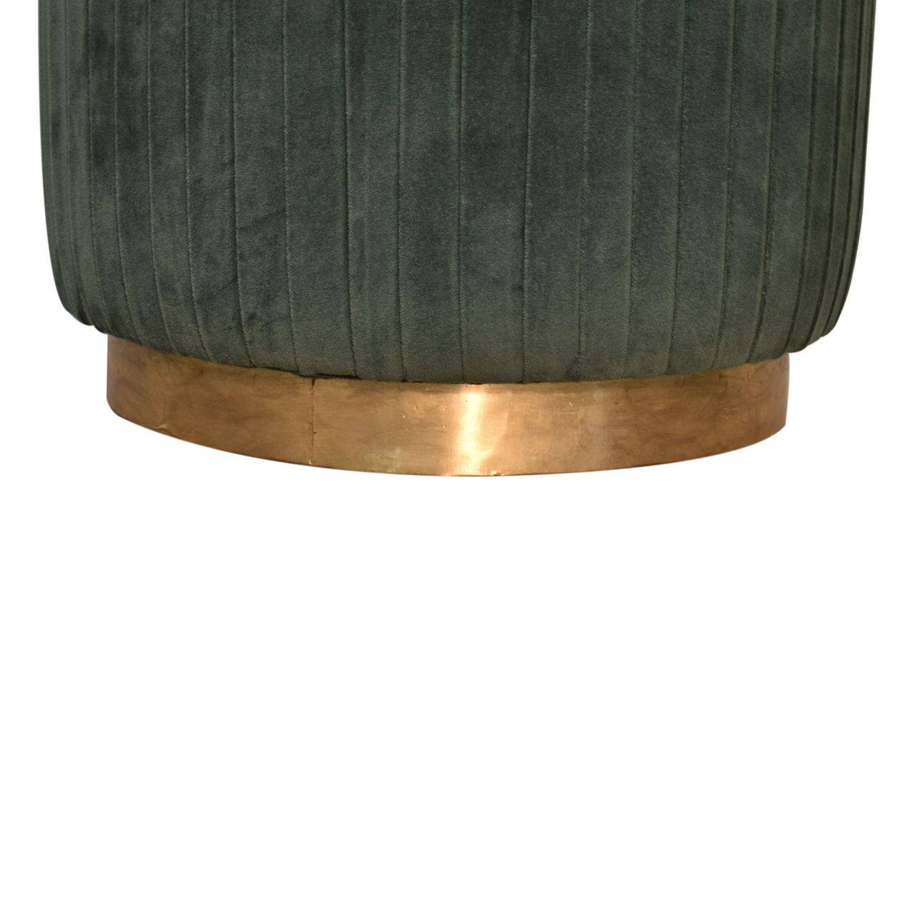 Emerald Green Cotton Velvet Pleated Footstool with Gold Base by Artisan Furniture - Price Crash Furniture