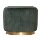 Emerald Green Cotton Velvet Pleated Footstool with Gold Base by Artisan Furniture - Price Crash Furniture