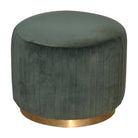 Emerald Green Cotton Velvet Pleated Footstool with Gold Base by Artisan Furniture - Price Crash Furniture