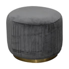 Grey Cotton Velvet Pleated Footstool with Gold Base by Artisan Furniture - Price Crash Furniture