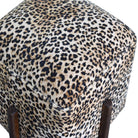 Leopard Print Footstool with Solid Wood Legs by Artisan Furniture - Price Crash Furniture