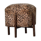 Leopard Print Footstool with Solid Wood Legs by Artisan Furniture - Price Crash Furniture