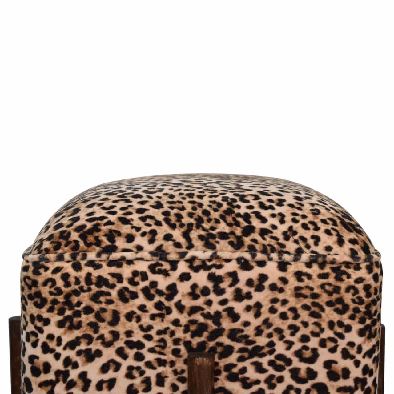 Leopard Print Footstool with Solid Wood Legs by Artisan Furniture - Price Crash Furniture