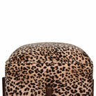 Leopard Print Footstool with Solid Wood Legs by Artisan Furniture - Price Crash Furniture