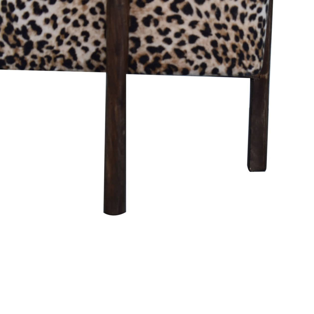 Leopard Print Footstool with Solid Wood Legs by Artisan Furniture - Price Crash Furniture