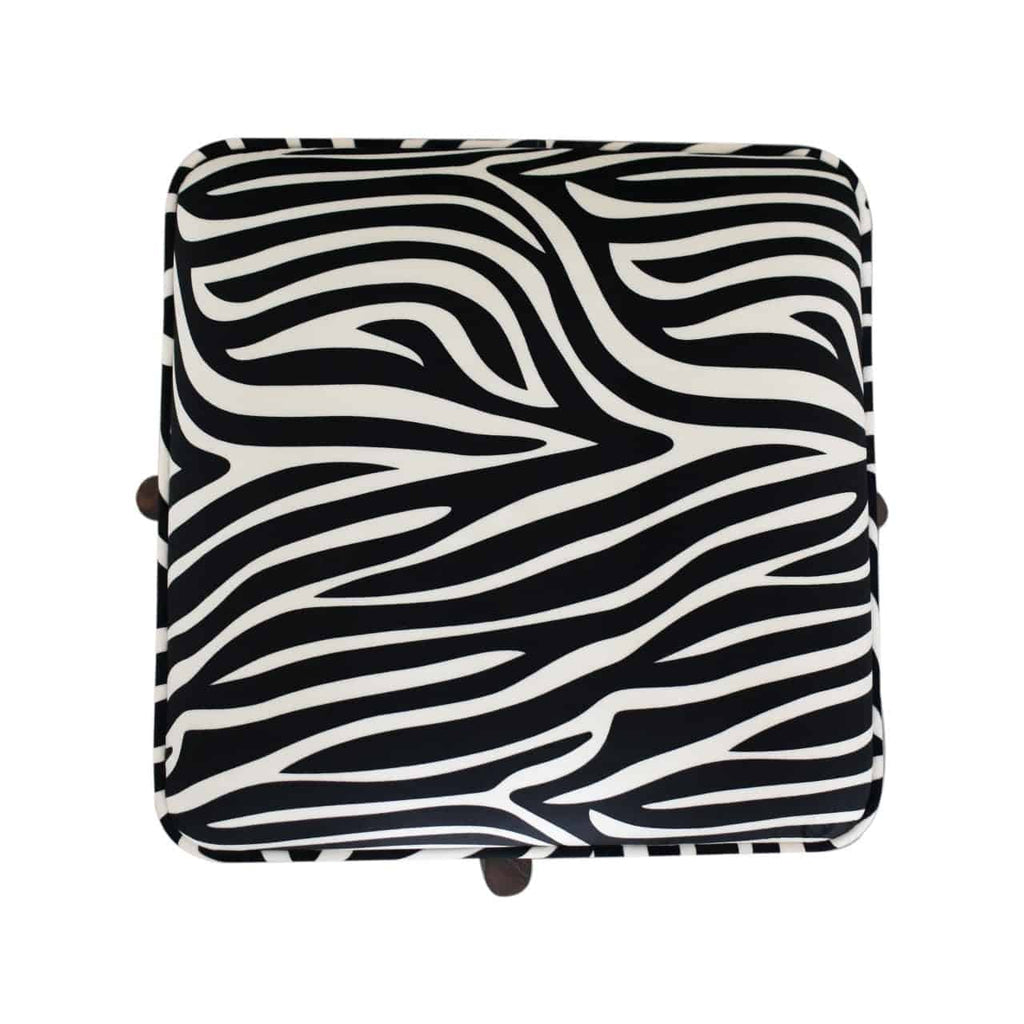 Zebra Print Footstool with Solid Wood Legs by Artisan Furniture - Price Crash Furniture