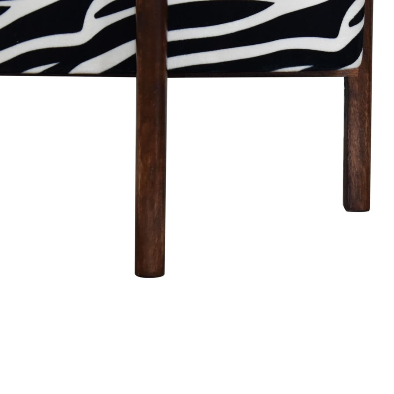 Zebra Print Footstool with Solid Wood Legs by Artisan Furniture - Price Crash Furniture