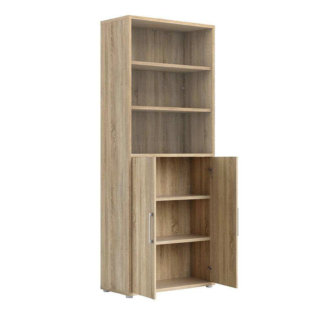 Prima Bookcase 5 Shelves with 2 Doors in Oak - Price Crash Furniture