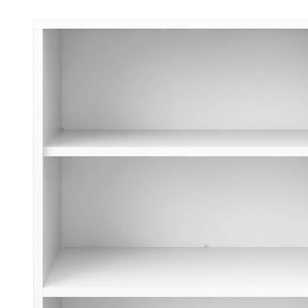 Prima Bookcase 5 Shelves with 2 Drawers and 2 Doors in White - Price Crash Furniture