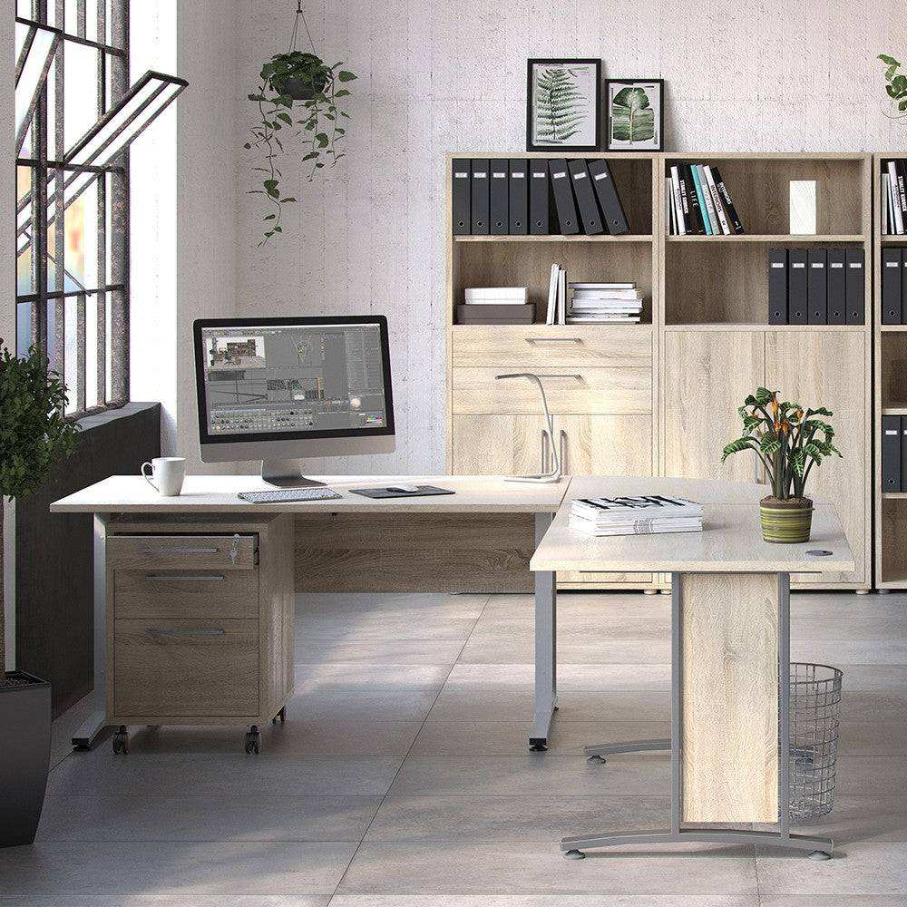 Prima Desk 120 cm in Oak with Silver Grey Steel Legs - Price Crash Furniture