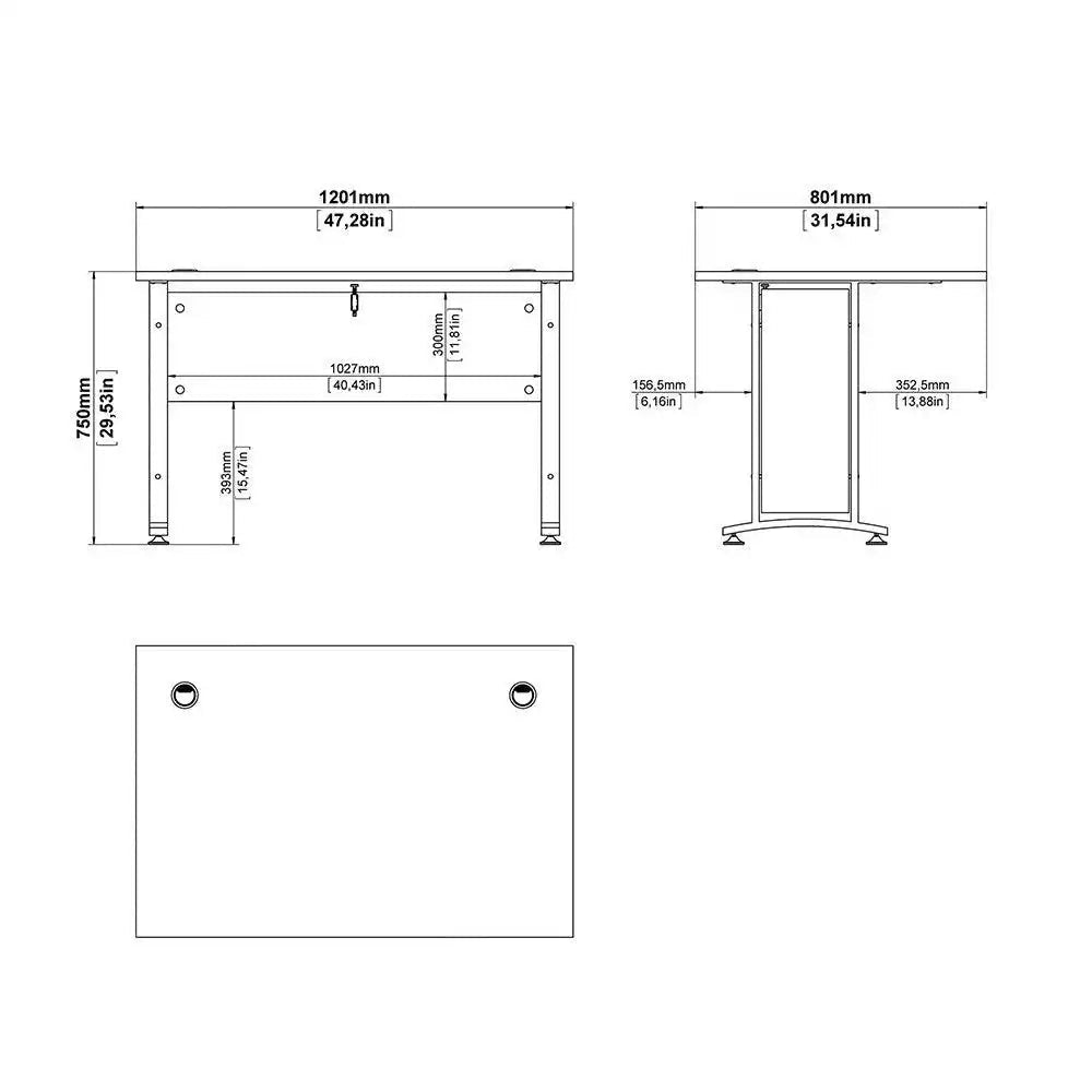 Prima Desk 120 cm in Oak with Silver Grey Steel Legs - Price Crash Furniture