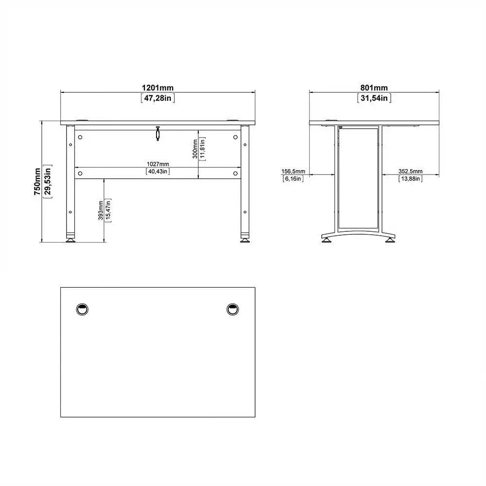 Prima Desk 120 cm in White with Silver Grey Steel Legs - Price Crash Furniture