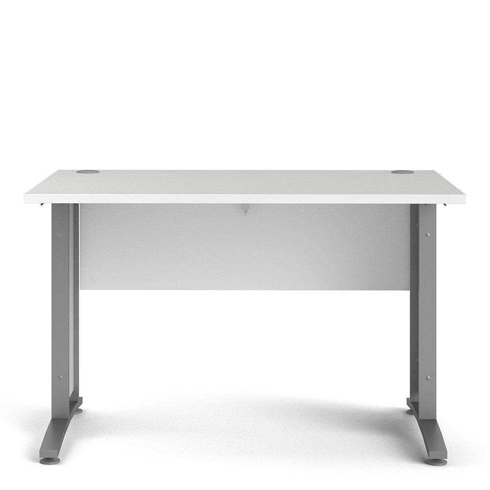 Prima Desk 120 cm in White with Silver Grey Steel Legs - Price Crash Furniture