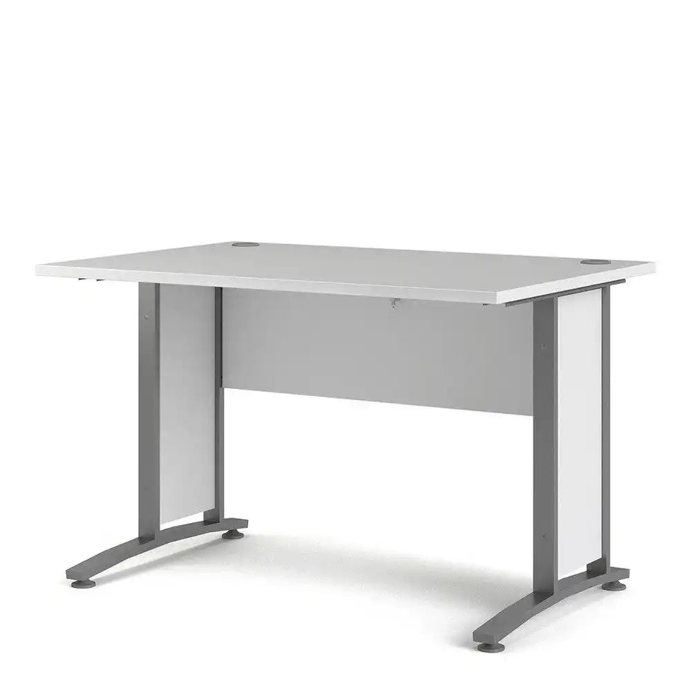 Prima Desk 120 cm in White with Silver Grey Steel Legs - Price Crash Furniture