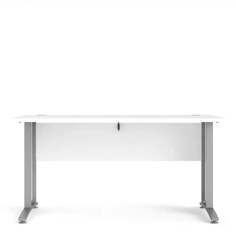 Prima Desk 150 cm in White with Silver Grey Steel Legs - Price Crash Furniture