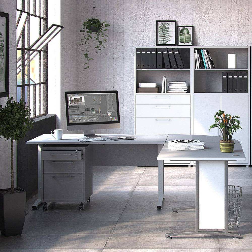 Prima Desk 150 cm in White with Silver Grey Steel Legs - Price Crash Furniture