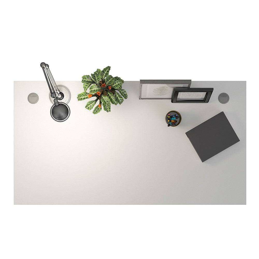 Prima Desk 150 cm with Electric Height Adjust for Standing or Sitting with Silver Grey Legs in White - Price Crash Furniture