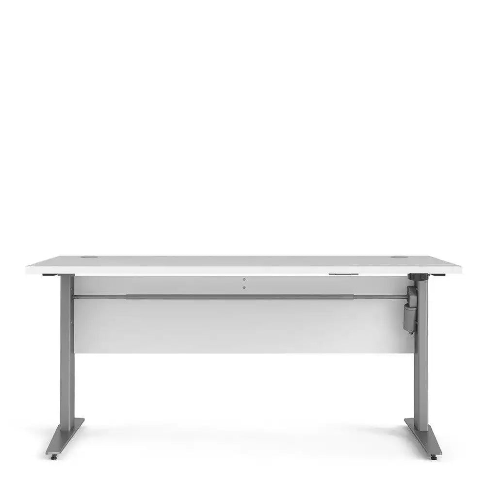 Prima Desk 150 cm with Electric Height Adjust for Standing or Sitting with Silver Grey Legs in White - Price Crash Furniture