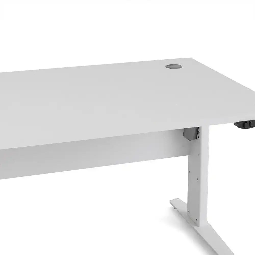 Prima Desk 150 cm with Electric Height Adjust for Standing or Sitting with White Legs in White - Price Crash Furniture