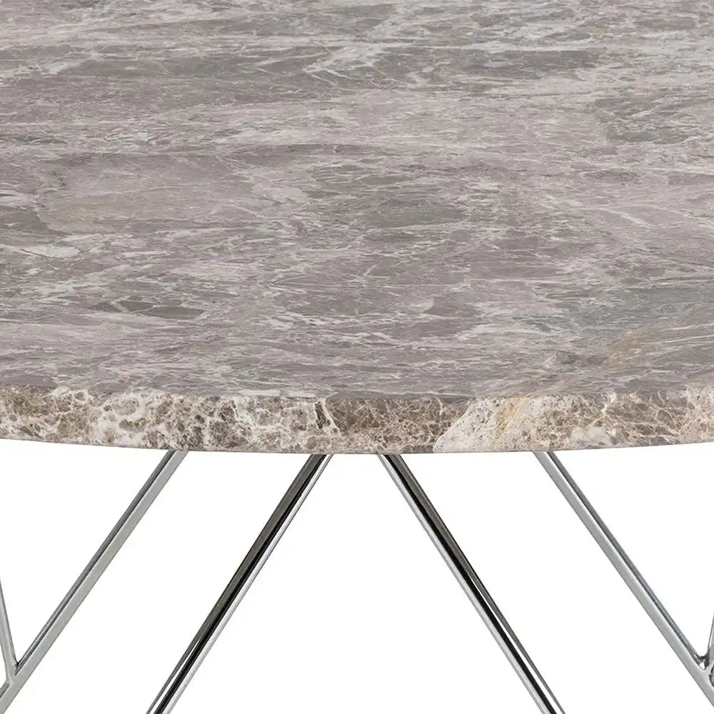 Prunus Round Coffee Table With Grey Brown Marble Top - Price Crash Furniture