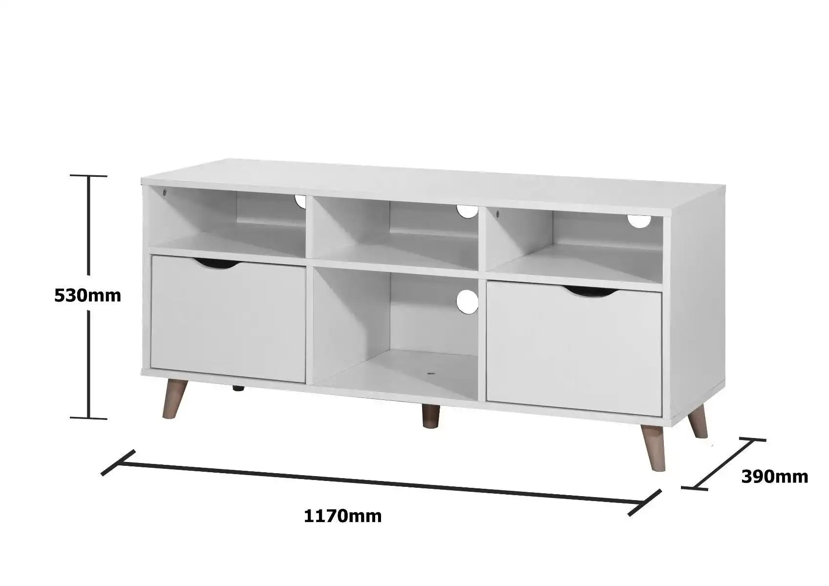 Pulford 2 Drawer TV Cabinet Stand in White by TAD - Price Crash Furniture