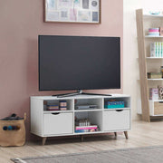 Pulford 2 Drawer TV Cabinet Stand in White by TAD - Price Crash Furniture