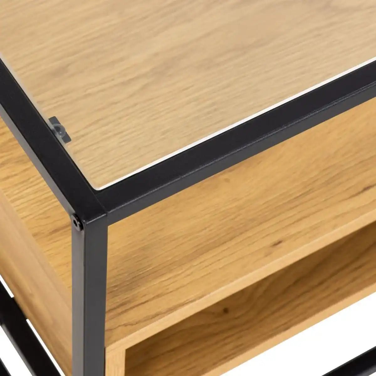 Randolf TV Stand Unit in Black And Oak - Price Crash Furniture