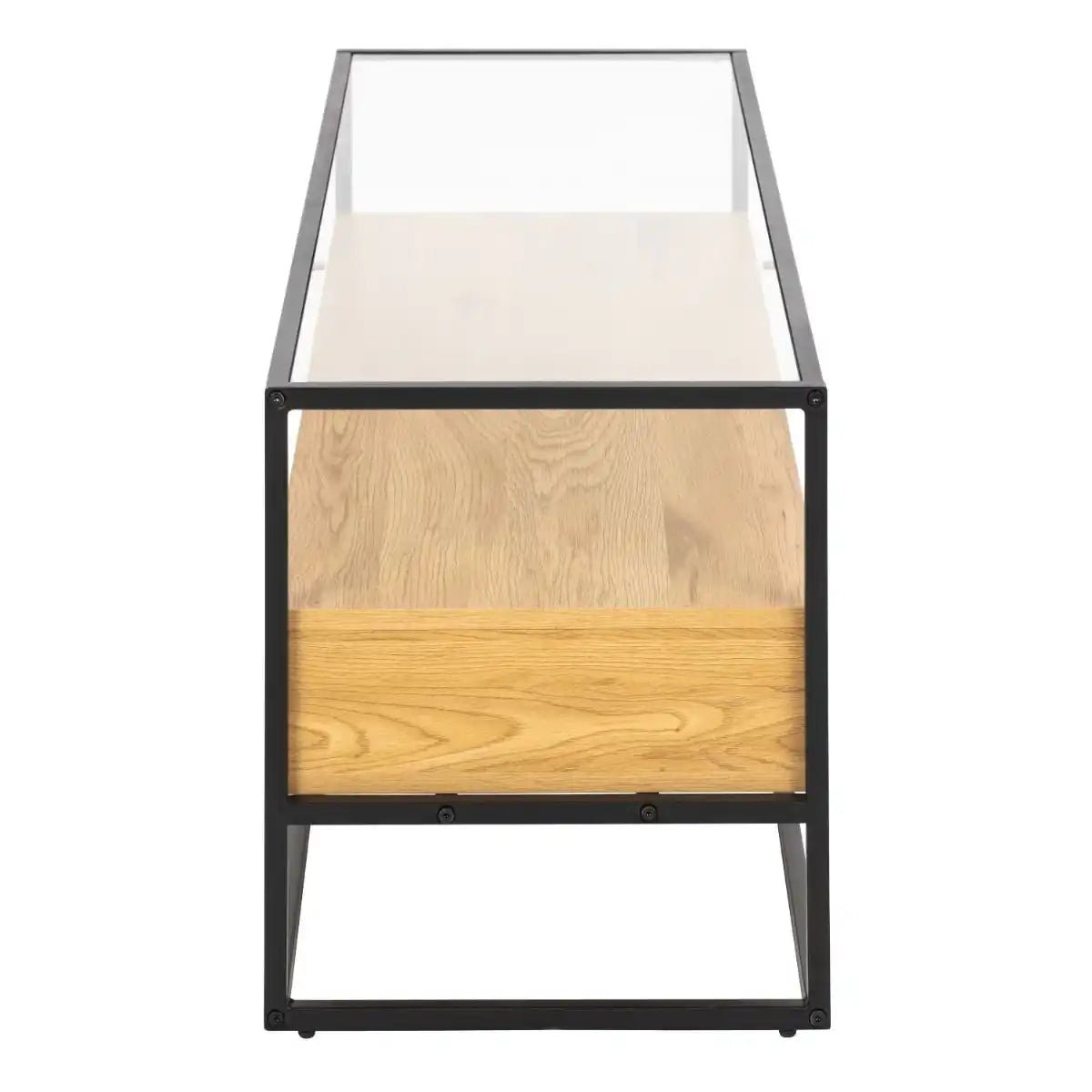Randolf TV Stand Unit in Black And Oak - Price Crash Furniture