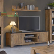 Rapallo 2 door 189 cm wide TV Cabinet in Chestnut and Matera Grey - Price Crash Furniture