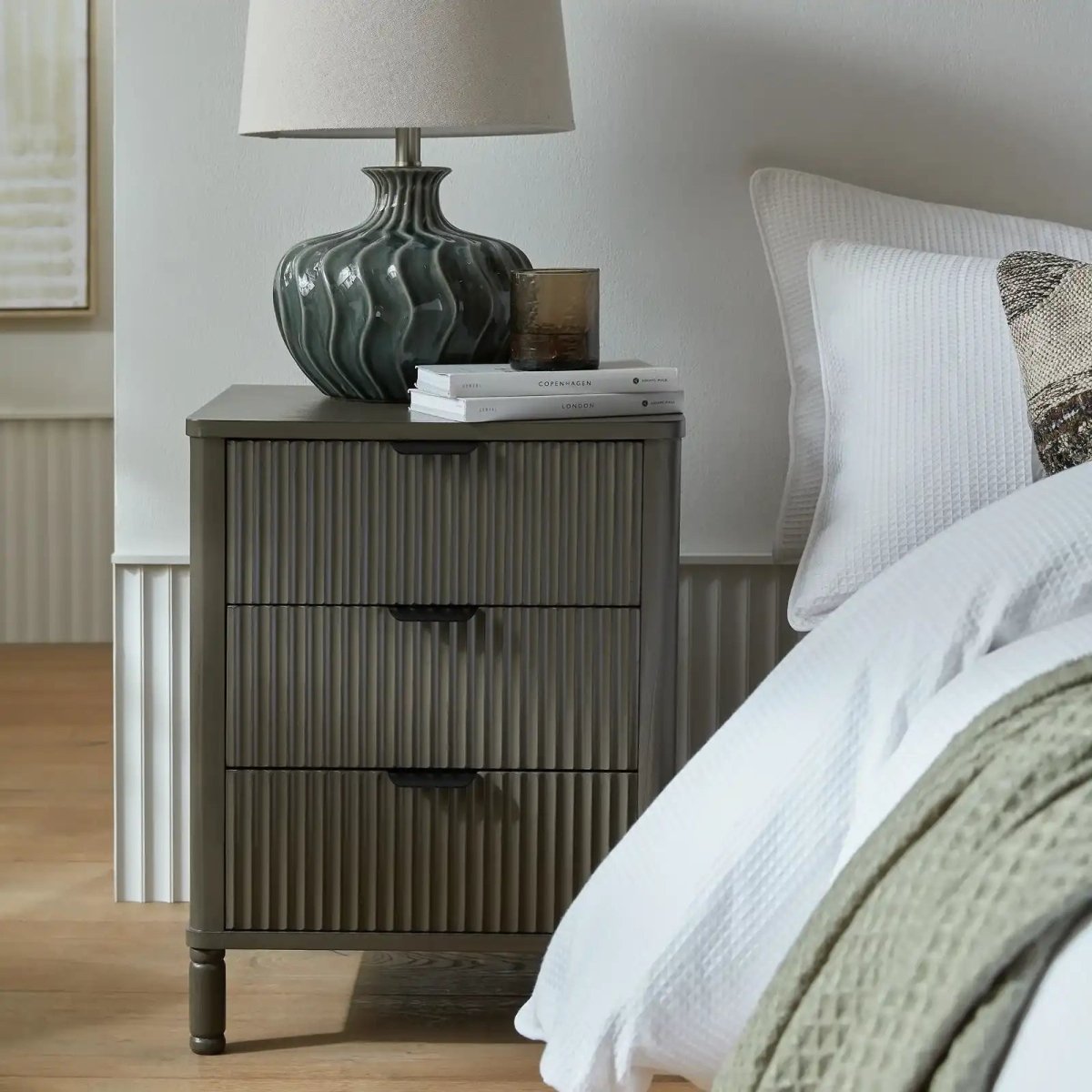 Reed Collection 3 Drawer Bedside Table Unit - Price Crash Furniture