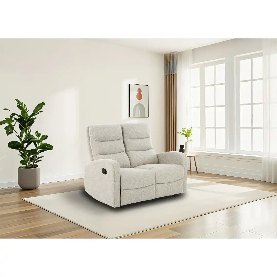 Rena 2 Seater Manual Recliner Natural Fabric - Price Crash Furniture