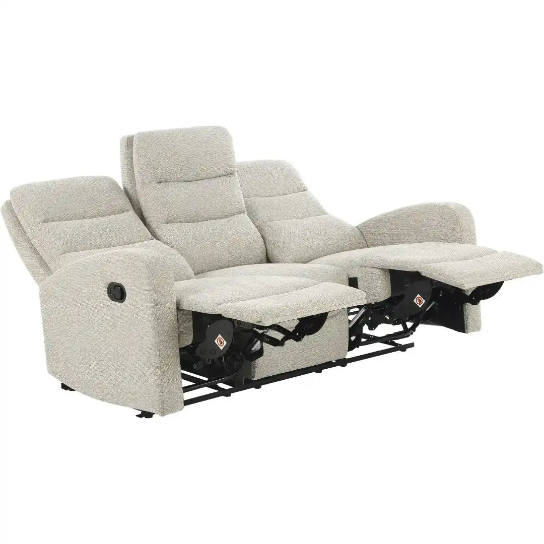 Rena 3 Seater Manual Recliner Natural Fabric - Price Crash Furniture