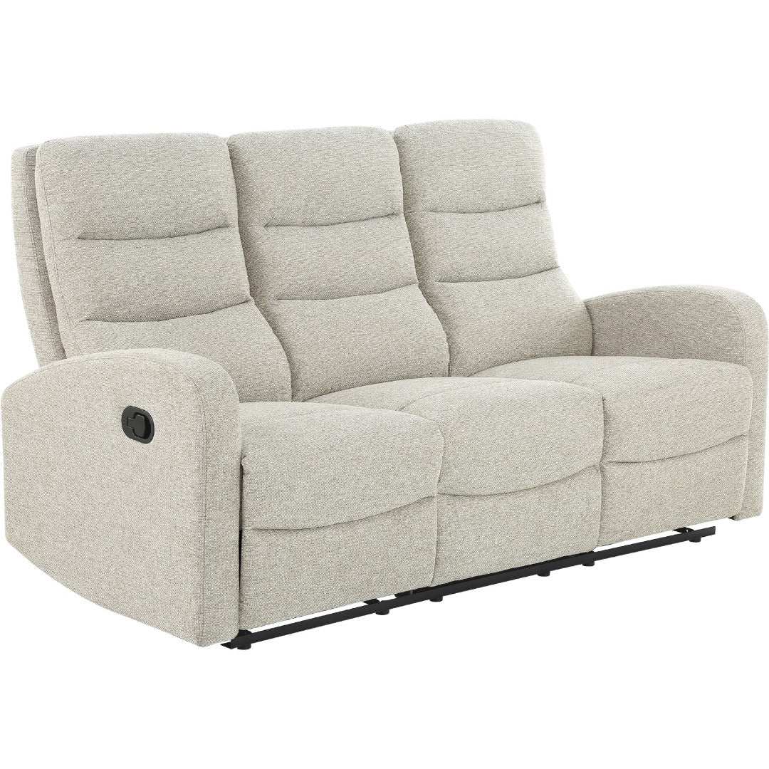 Rena 3 Seater Manual Recliner Natural Fabric - Price Crash Furniture