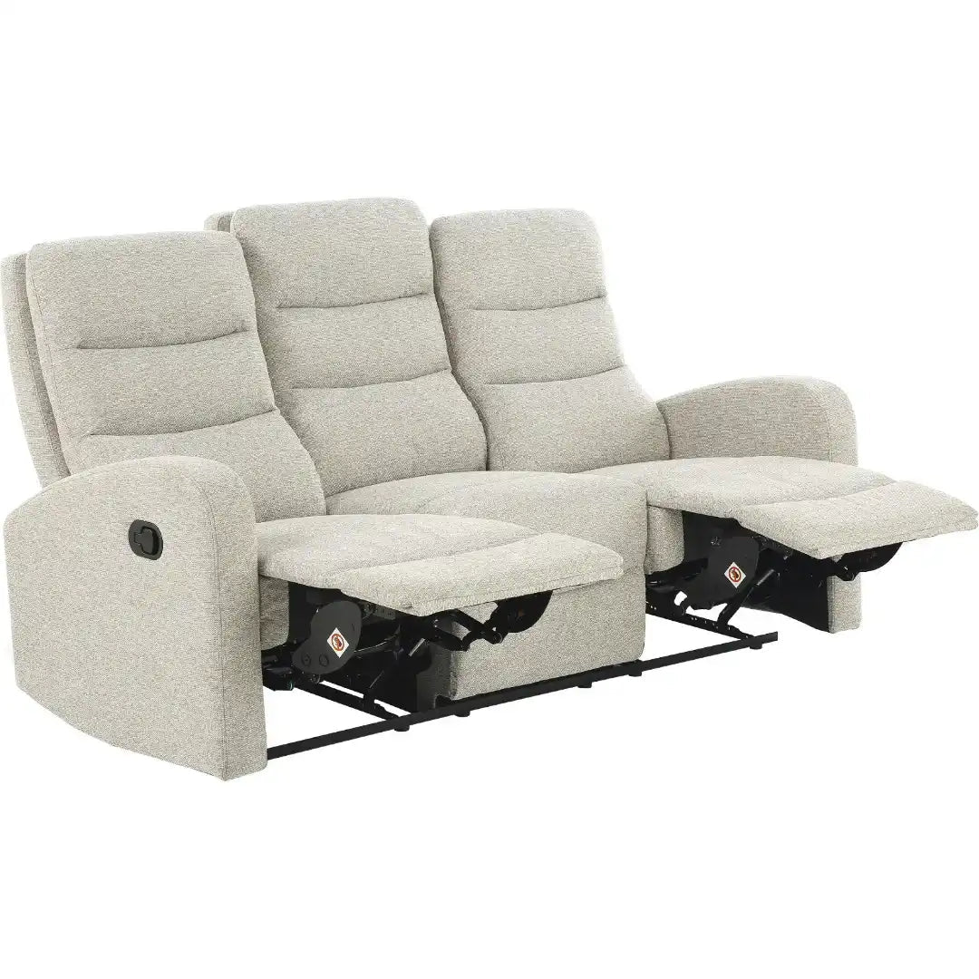 Rena 3 Seater Manual Recliner Natural Fabric - Price Crash Furniture
