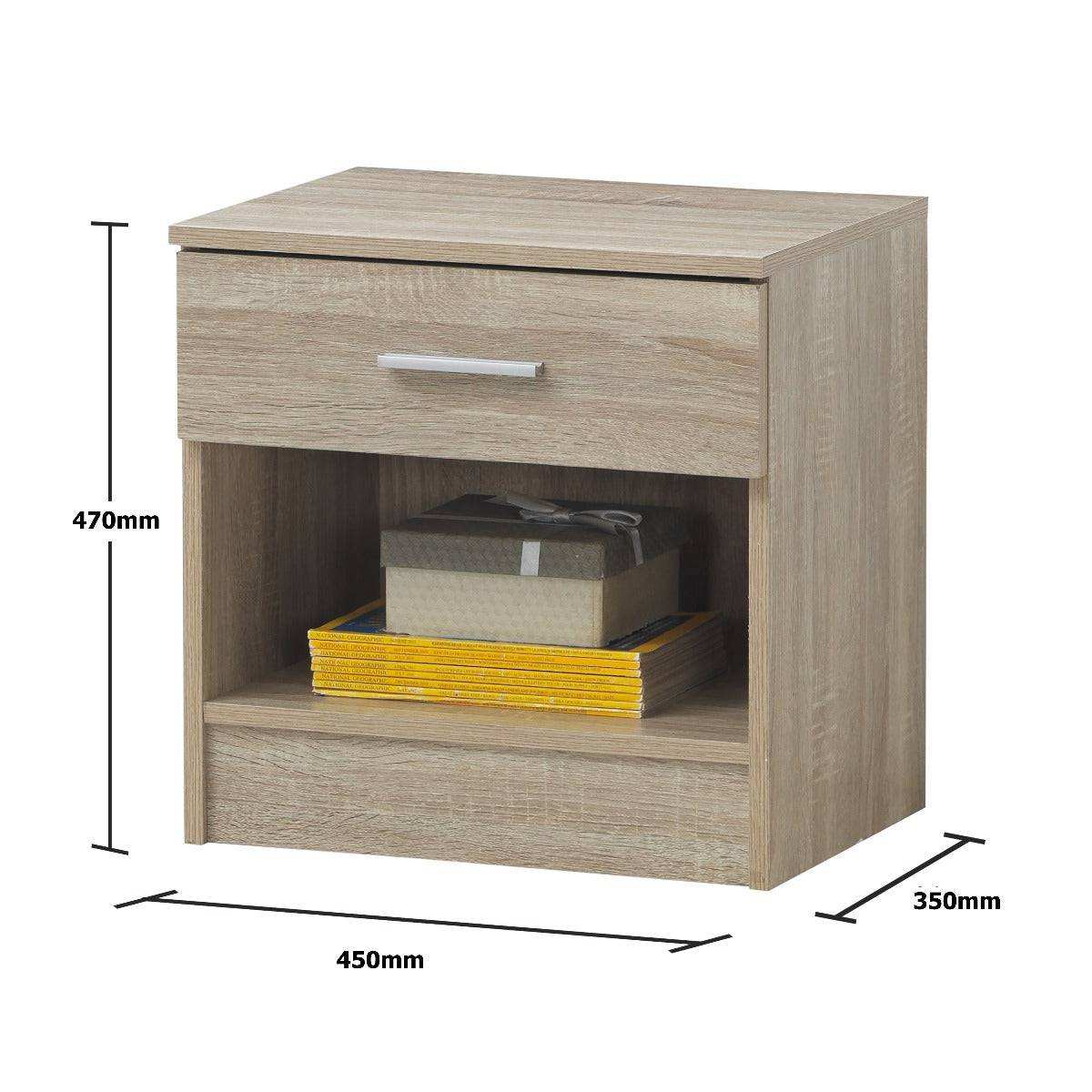 Rio Costa 1 Drawer Bedside Table in Sonoma Oak by TAD - Price Crash Furniture