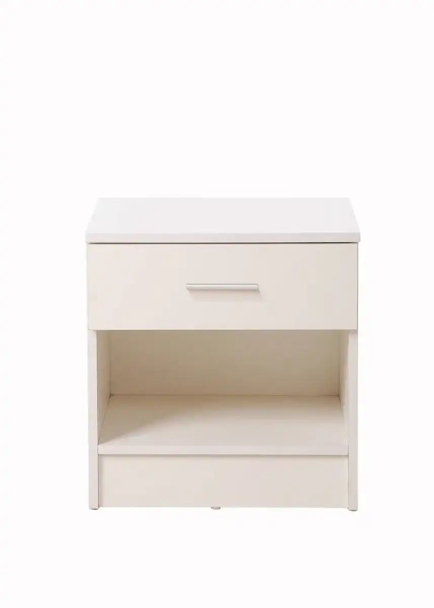 Rio Costa 1 Drawer Bedside Table in White by TAD - Price Crash Furniture