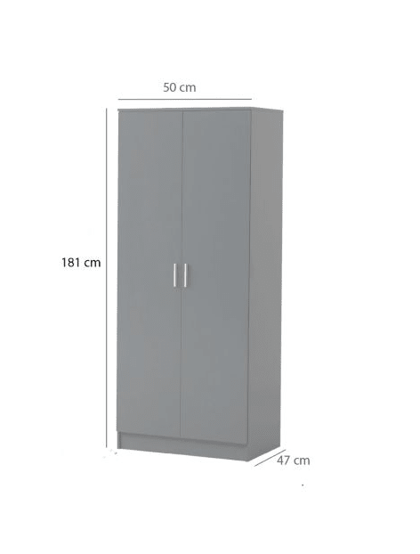 Rio Costa 2 Door Wardrobe in Light Grey - Price Crash Furniture
