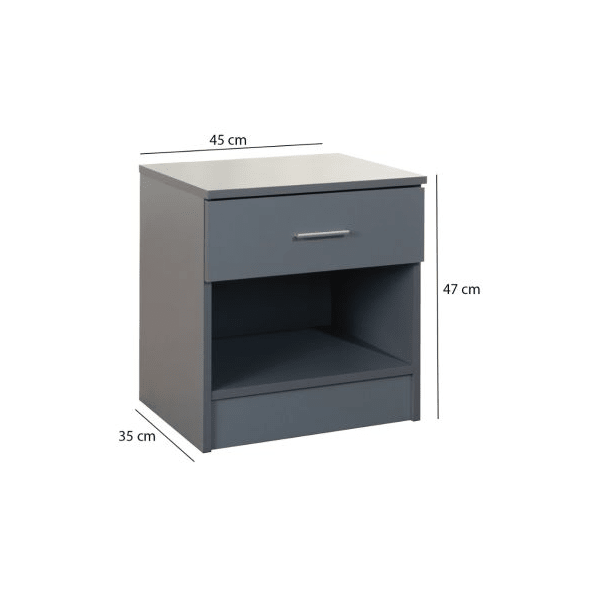 Rio Costa Nightstand With 1 Drawer in Grey - Price Crash Furniture