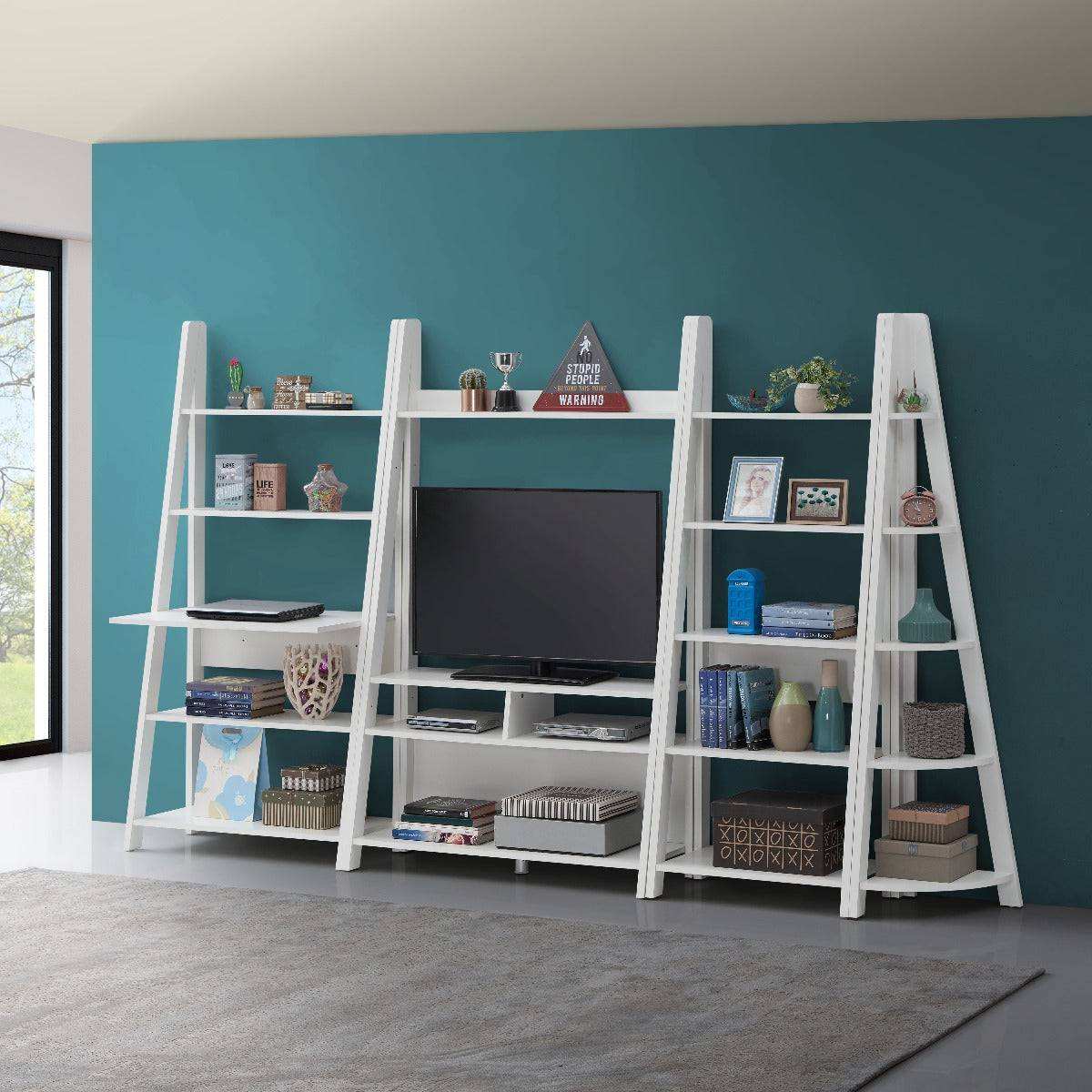 Riva Ladder Bookcase in White by TAD - Price Crash Furniture