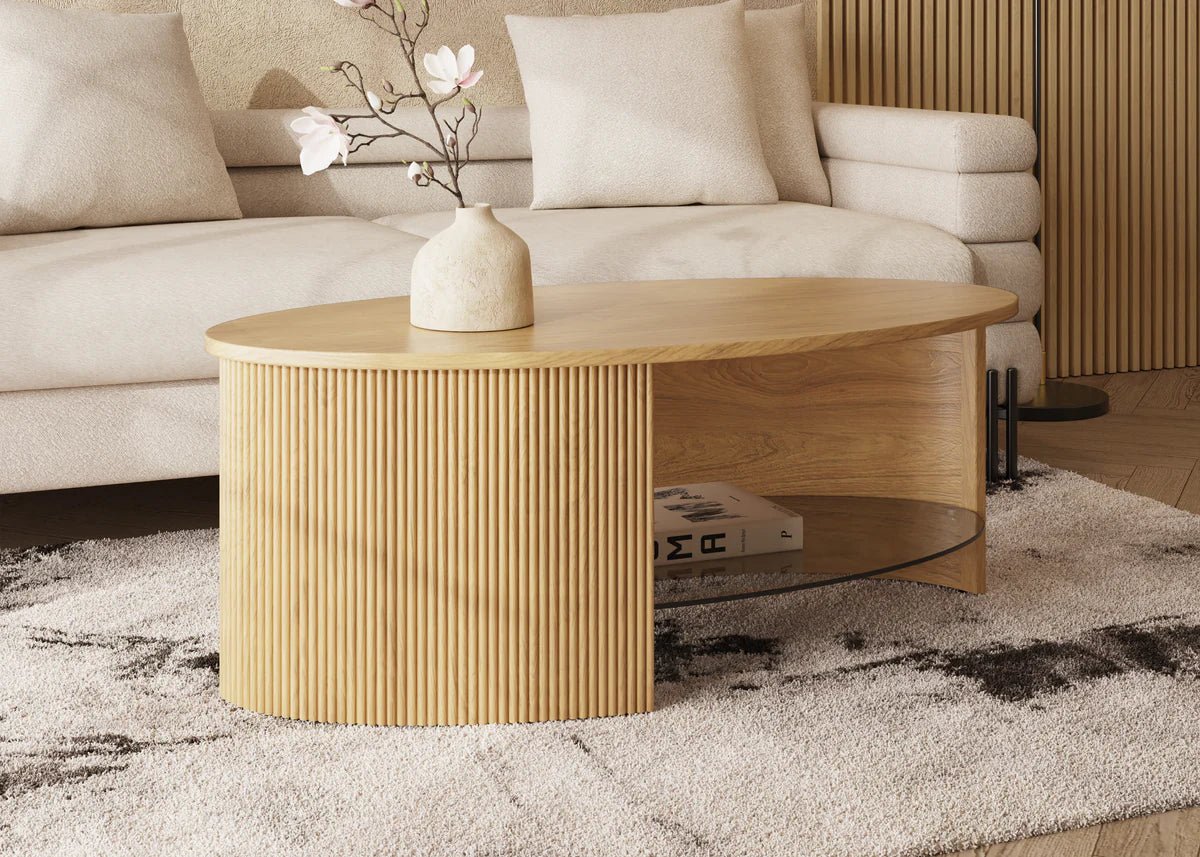Roma Oak Fluted Coffee Table by Jual Furnishings - Price Crash Furniture