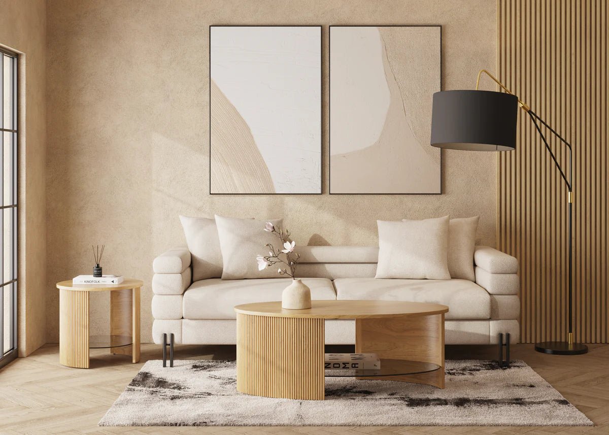 Roma Oak Fluted Coffee Table by Jual Furnishings - Price Crash Furniture
