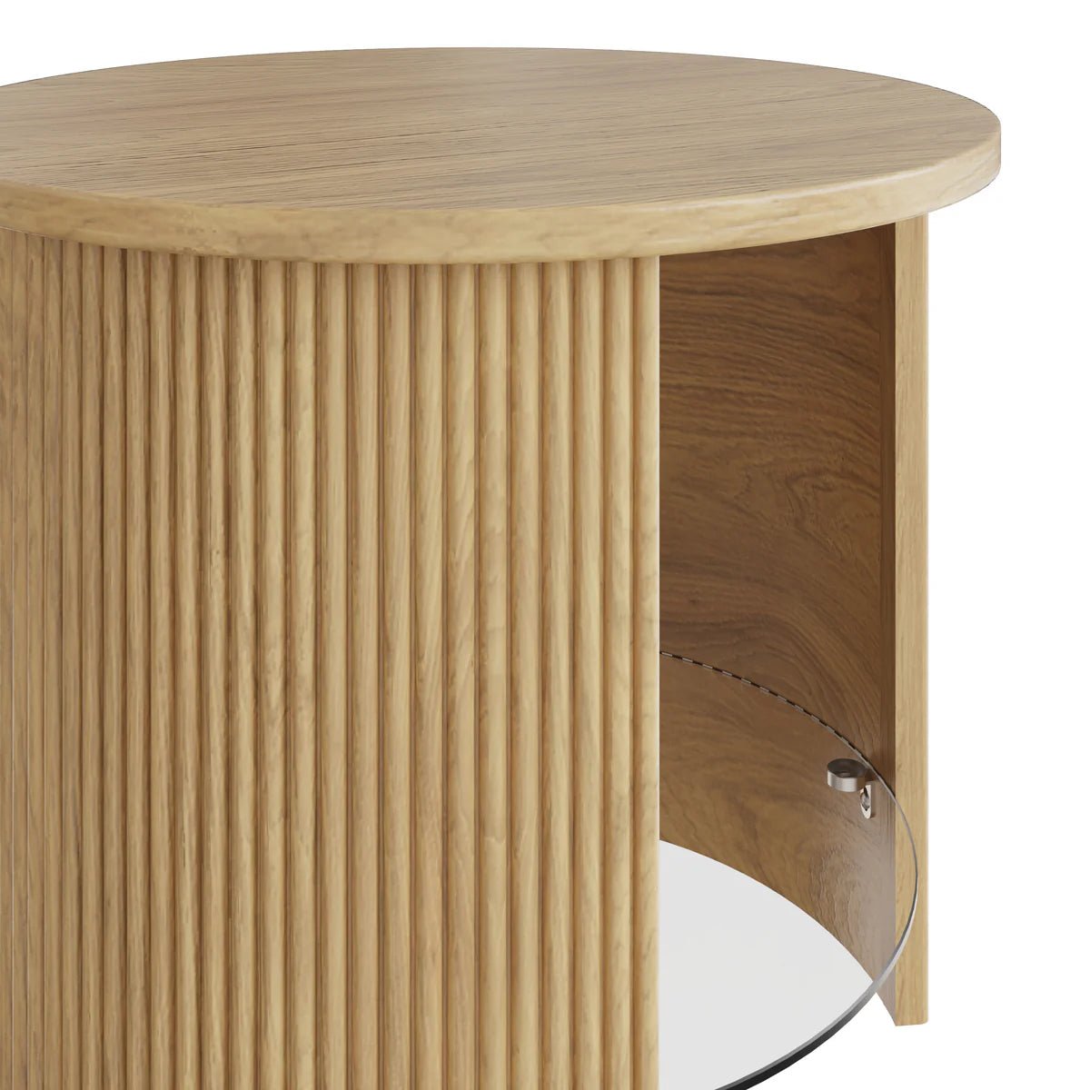Roma Oak Fluted Side Table by Jual Furnishings - Price Crash Furniture