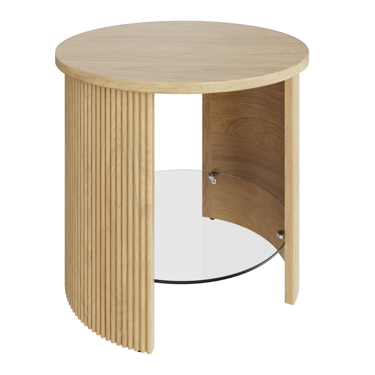Roma Oak Fluted Side Table by Jual Furnishings - Price Crash Furniture